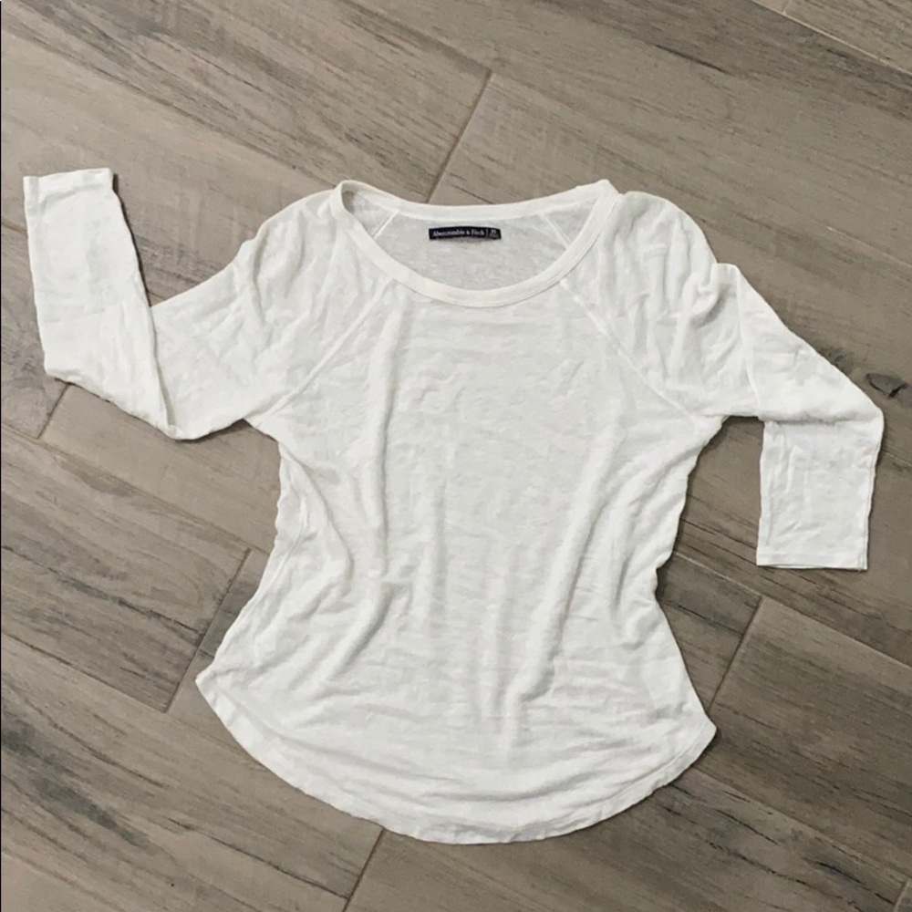 Abercrombie White Baseball Tee